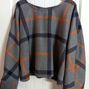 Crop Wool Blend Plaid Sweater